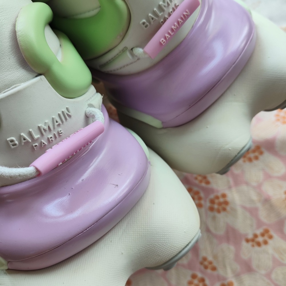 Balmain Pastel Multi-Color Women's Sneakers (White, Pink, Lavender, Mint) - Picture 4 of 6